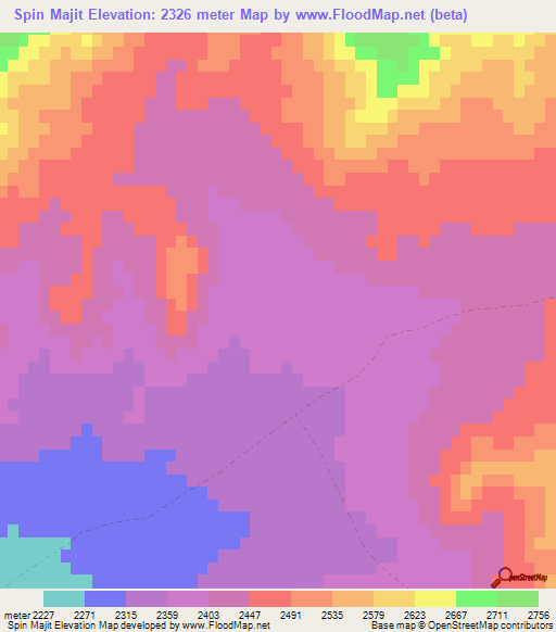 Spin Majit,Afghanistan Elevation Map