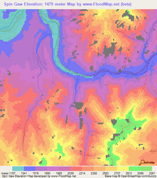 Spin Gaw,Afghanistan Elevation Map