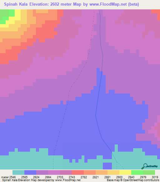 Spinah Kala,Afghanistan Elevation Map