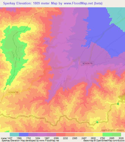 Sperkay,Afghanistan Elevation Map