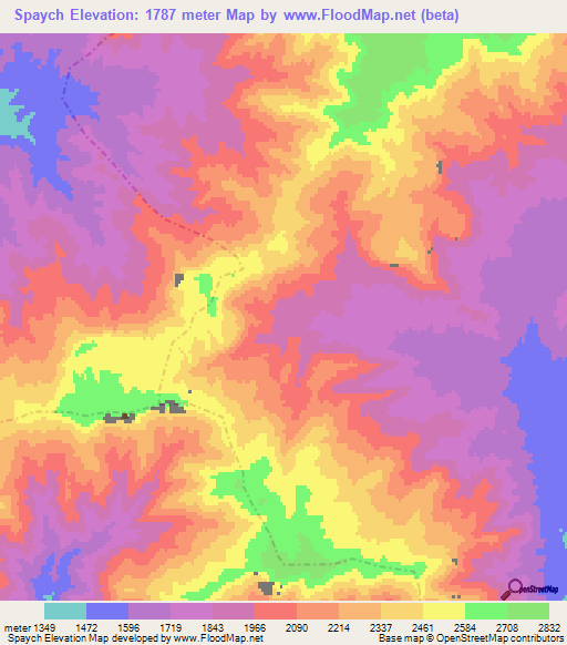 Spaych,Afghanistan Elevation Map