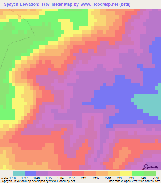 Spaych,Afghanistan Elevation Map