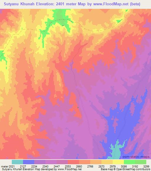Sutyanu Khunah,Afghanistan Elevation Map