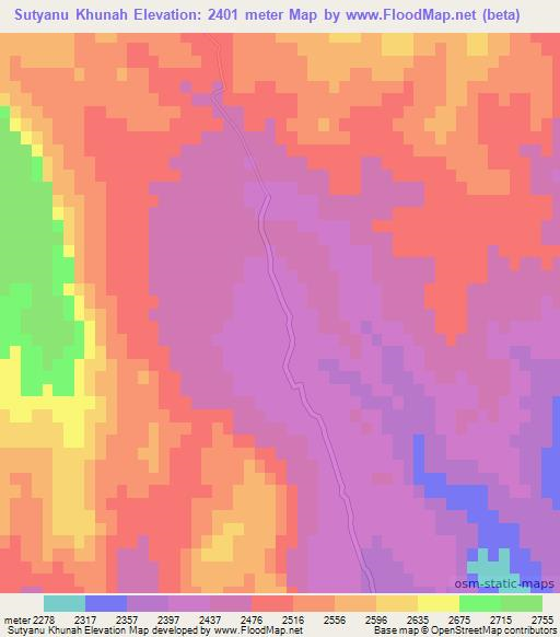 Sutyanu Khunah,Afghanistan Elevation Map