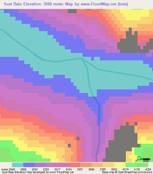 Sust Bala,Afghanistan Elevation Map