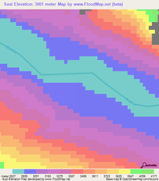 Sust,Afghanistan Elevation Map