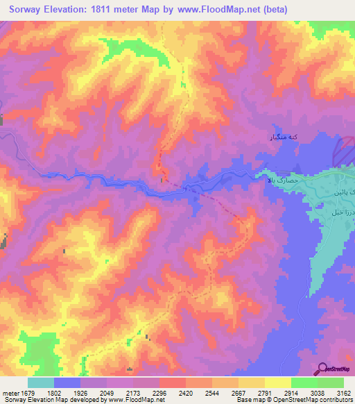Sorway,Afghanistan Elevation Map