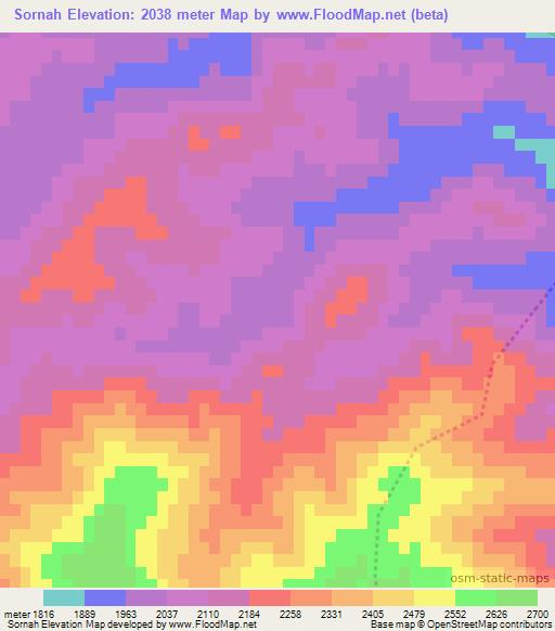 Sornah,Afghanistan Elevation Map