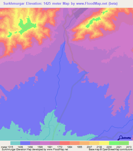Surkhmurgar,Afghanistan Elevation Map