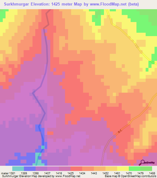Surkhmurgar,Afghanistan Elevation Map