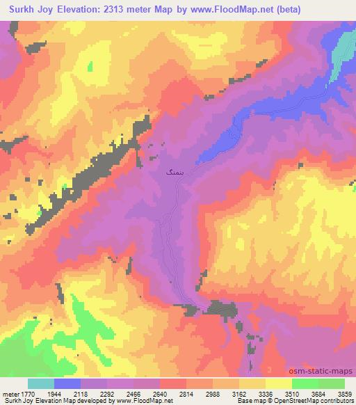 Surkh Joy,Afghanistan Elevation Map