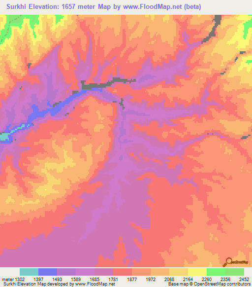Surkhi,Afghanistan Elevation Map