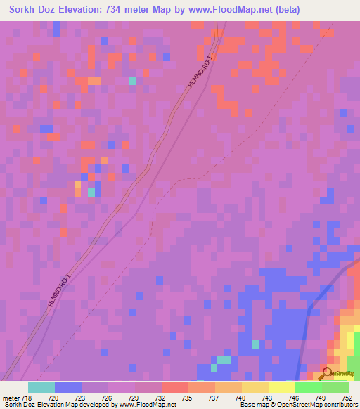 Sorkh Doz,Afghanistan Elevation Map