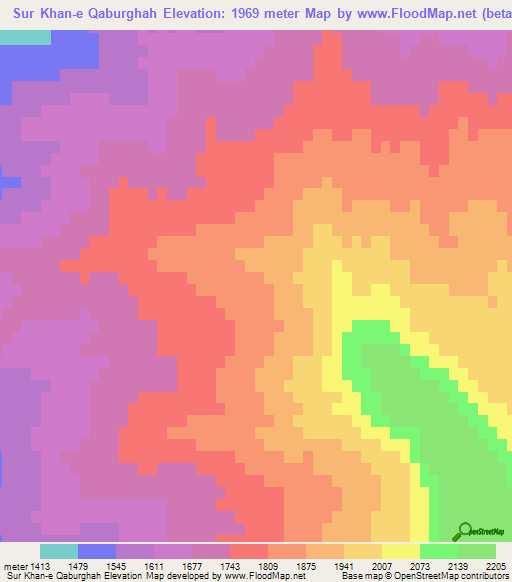 Sur Khan-e Qaburghah,Afghanistan Elevation Map