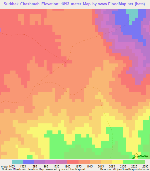Surkhak Chashmah,Afghanistan Elevation Map