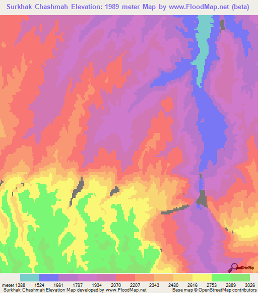 Surkhak Chashmah,Afghanistan Elevation Map