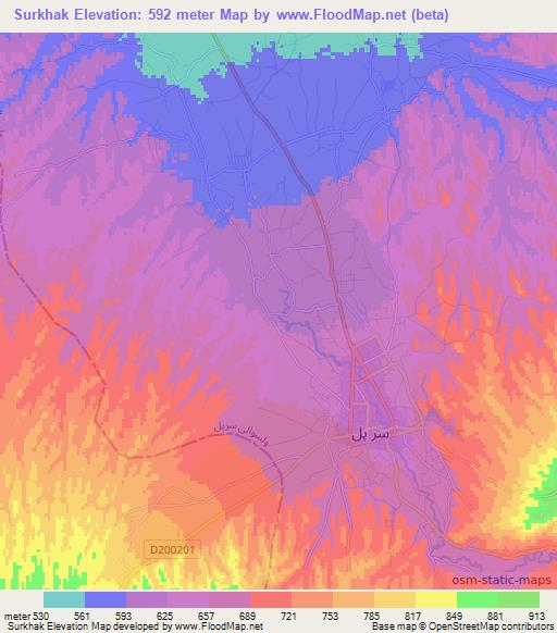 Surkhak,Afghanistan Elevation Map