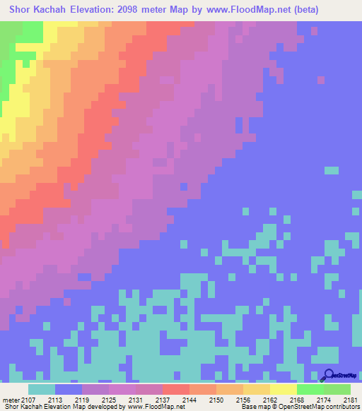 Shor Kachah,Afghanistan Elevation Map