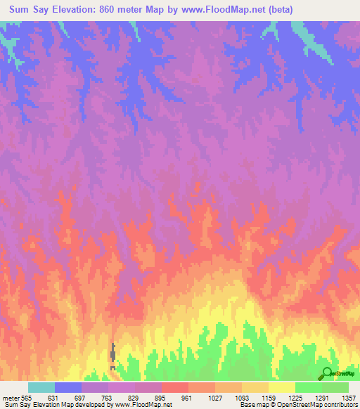 Sum Say,Afghanistan Elevation Map