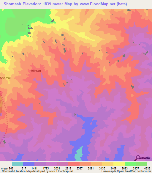 Shomash,Afghanistan Elevation Map