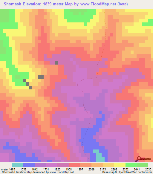 Shomash,Afghanistan Elevation Map