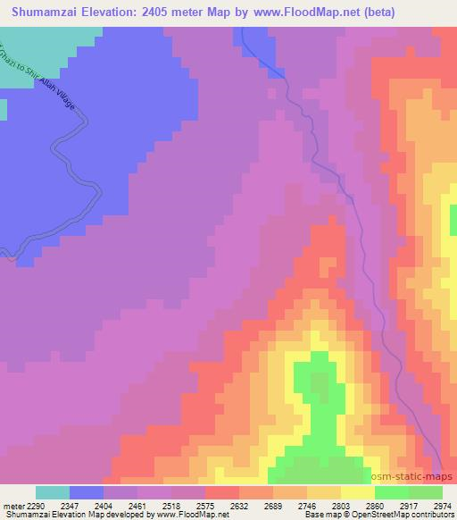 Shumamzai,Afghanistan Elevation Map