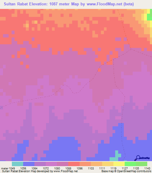 Sultan Rabat,Afghanistan Elevation Map