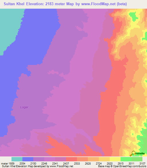 Sultan Khel,Afghanistan Elevation Map