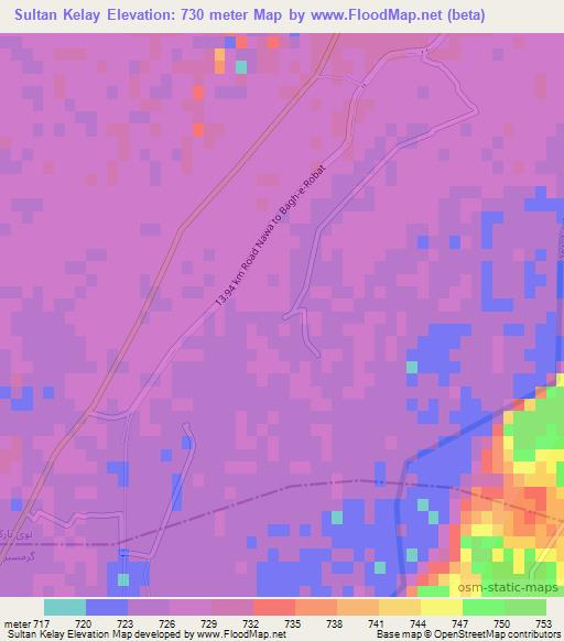 Sultan Kelay,Afghanistan Elevation Map