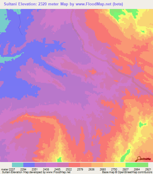 Sultani,Afghanistan Elevation Map