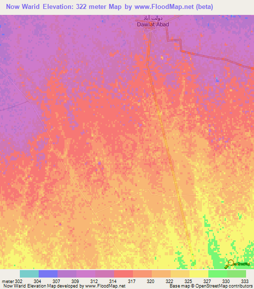 Now Warid,Afghanistan Elevation Map