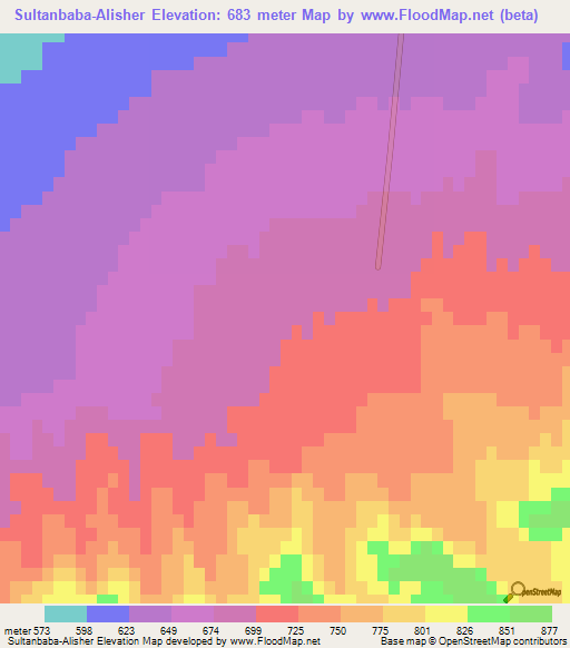 Sultanbaba-Alisher,Afghanistan Elevation Map