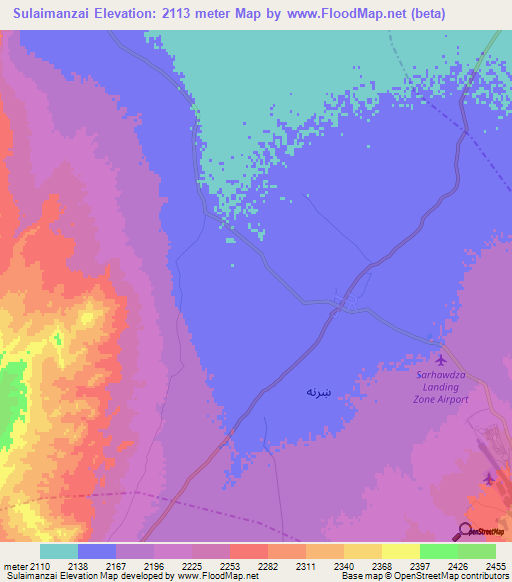 Sulaimanzai,Afghanistan Elevation Map
