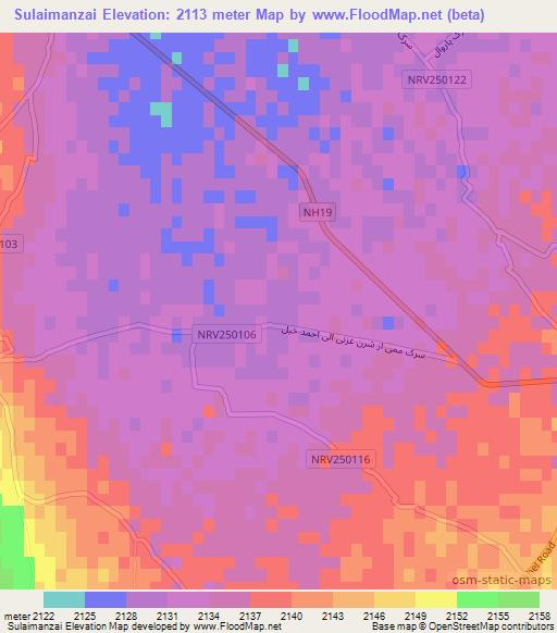 Sulaimanzai,Afghanistan Elevation Map