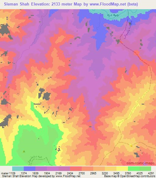 Sleman Shah,Afghanistan Elevation Map