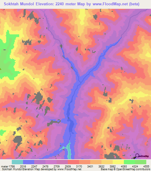 Sokhtah Mundol,Afghanistan Elevation Map