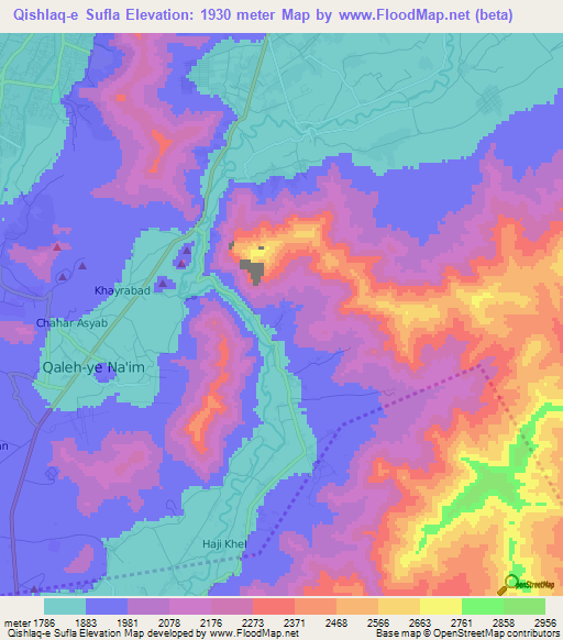 Qishlaq-e Sufla,Afghanistan Elevation Map