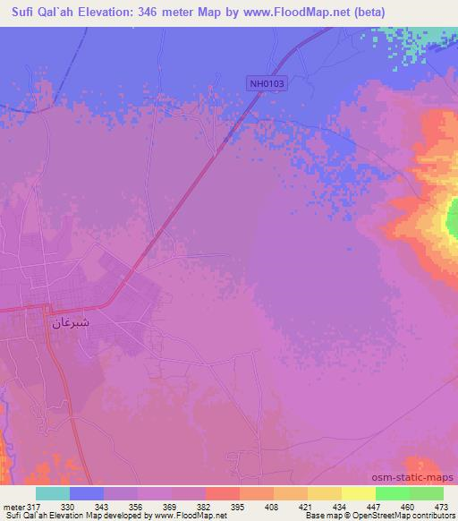 Sufi Qal`ah,Afghanistan Elevation Map