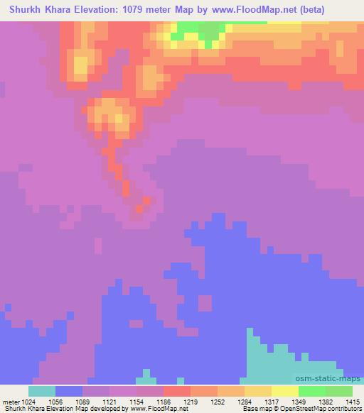Shurkh Khara,Afghanistan Elevation Map