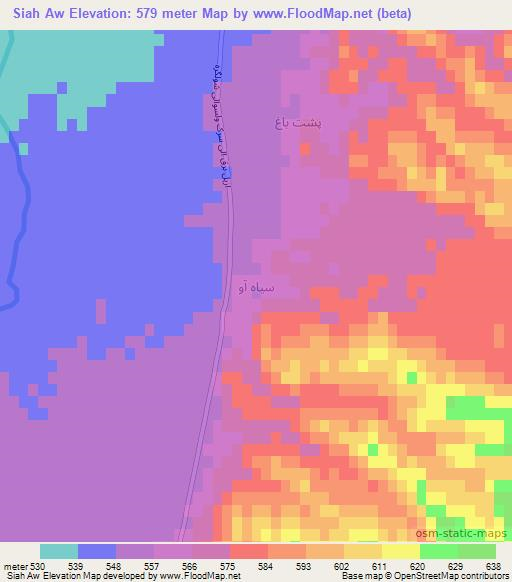 Siah Aw,Afghanistan Elevation Map