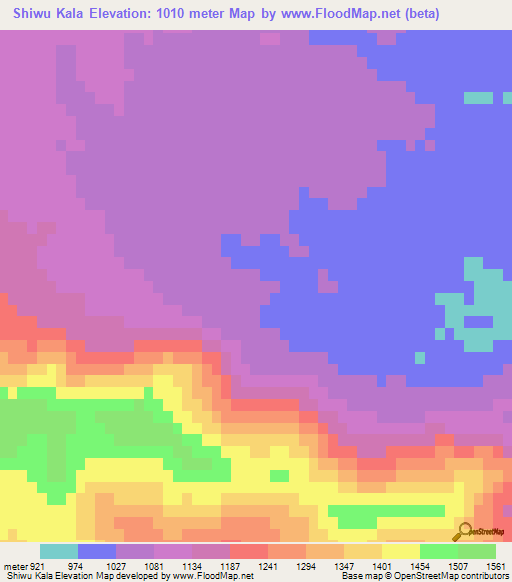 Shiwu Kala,Afghanistan Elevation Map