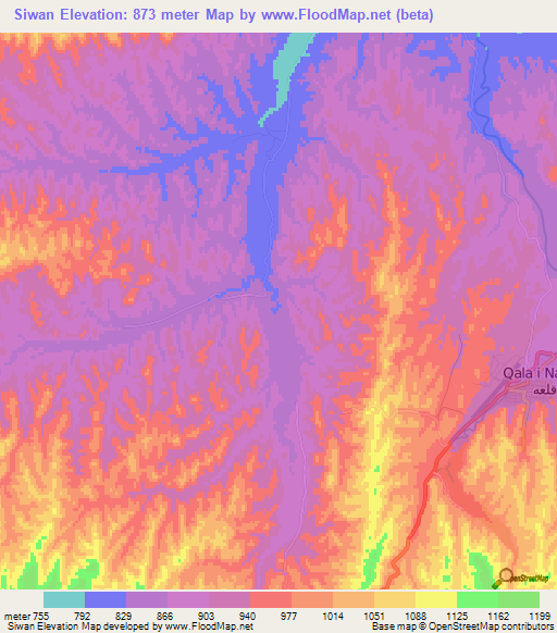 Siwan,Afghanistan Elevation Map