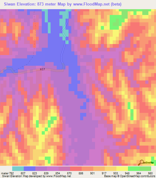Siwan,Afghanistan Elevation Map