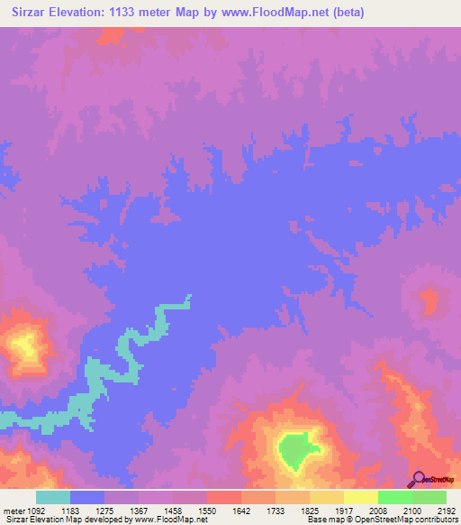Sirzar,Afghanistan Elevation Map