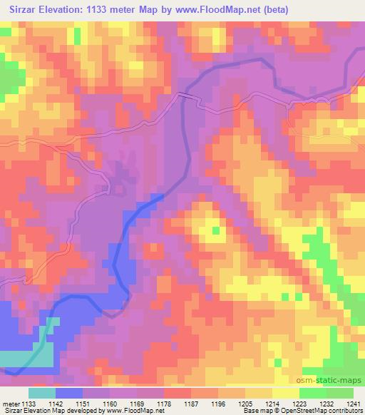 Sirzar,Afghanistan Elevation Map