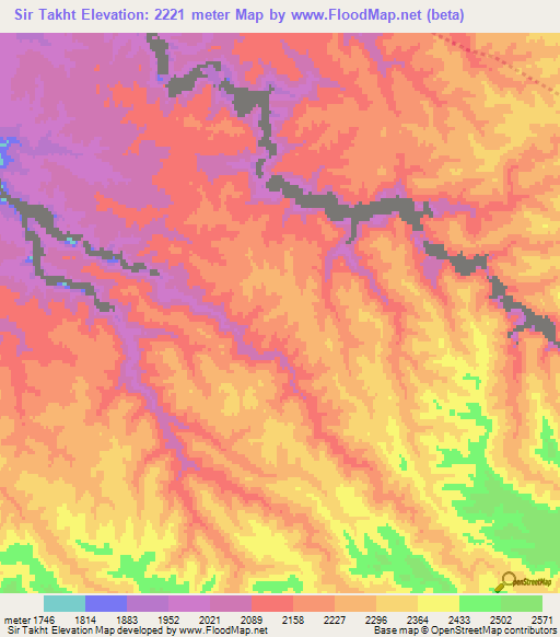 Sir Takht,Afghanistan Elevation Map