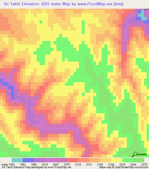 Sir Takht,Afghanistan Elevation Map