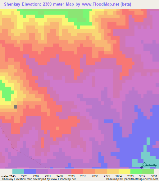 Shenkay,Afghanistan Elevation Map