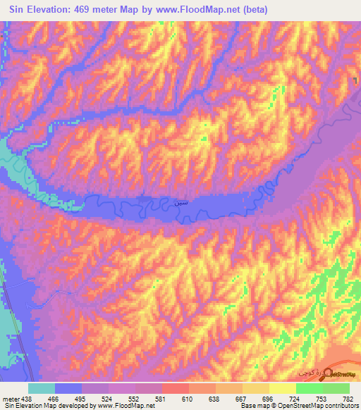 Sin,Afghanistan Elevation Map