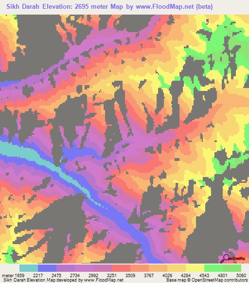 Sikh Darah,Afghanistan Elevation Map